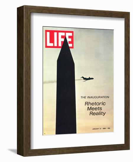 The Inauguration: Rhetoric Meets Reality, Washington Monument and Plane, January 31, 1969-George Silk-Framed Photographic Print