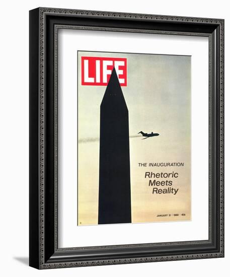 The Inauguration: Rhetoric Meets Reality, Washington Monument and Plane, January 31, 1969-George Silk-Framed Photographic Print