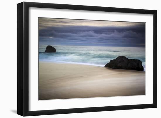 The Incoming Tide Surrounds Coastal Boulders Along The Coast Of Big Sur Near Monterey, California-Jay Goodrich-Framed Photographic Print