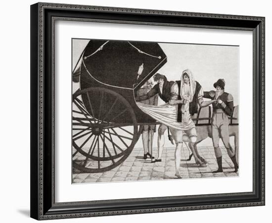 The Inconvenience of Kabriolets. a Lady's Dress Gets Caught Up in Her Carriage Whilst She Dismounts-null-Framed Giclee Print