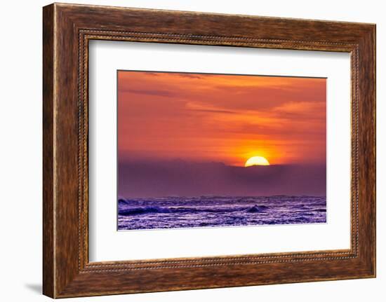 The incredible colors of the setting sun becomes a tourist mecca on the beaches of Bali, Indonesia-Greg Johnston-Framed Photographic Print