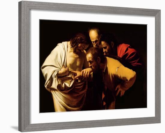 The Incredulity of St. Thomas, 1602-03-Caravaggio-Framed Giclee Print