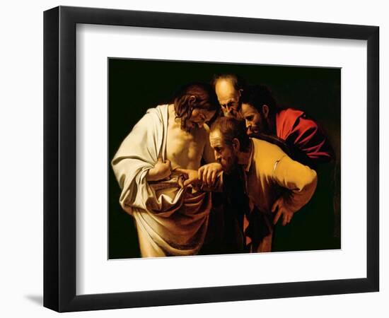 The Incredulity of St. Thomas, 1602-03-Caravaggio-Framed Giclee Print