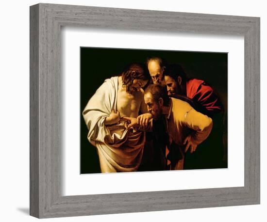 The Incredulity of St. Thomas, 1602-03-Caravaggio-Framed Premium Giclee Print