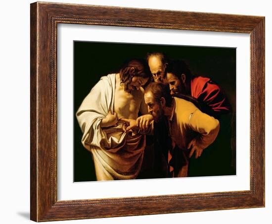The Incredulity of St. Thomas, 1602-03-Caravaggio-Framed Giclee Print