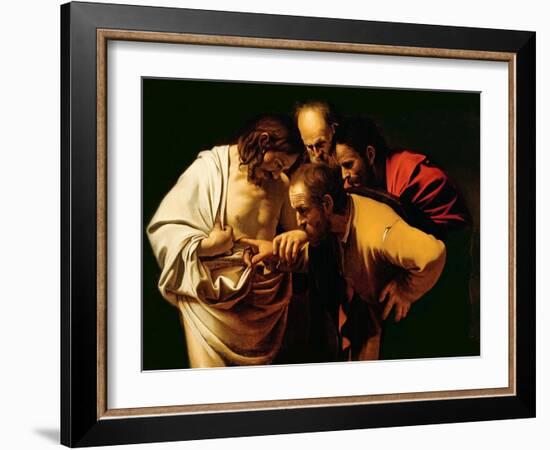 The Incredulity of St. Thomas, 1602-03-Caravaggio-Framed Giclee Print