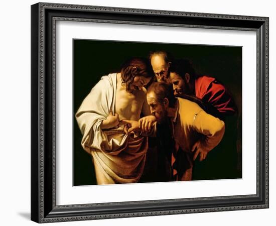 The Incredulity of St. Thomas, 1602-03-Caravaggio-Framed Giclee Print