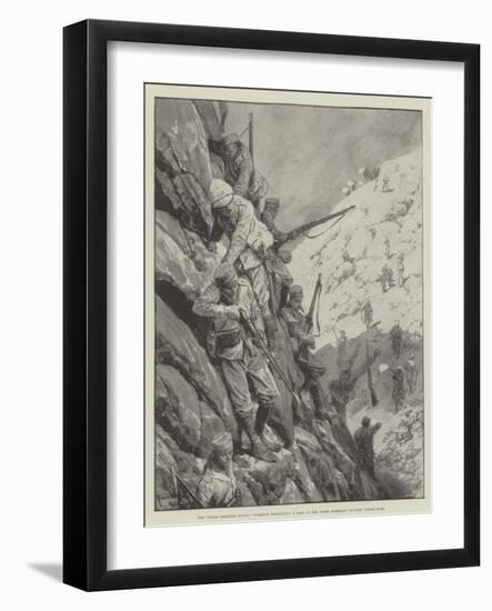 The Indian Frontier Rising, Gurkhas Descending a Pass in the Upper Mohmand Country under Fire-Richard Caton Woodville II-Framed Giclee Print