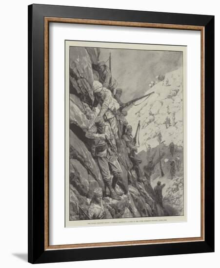 The Indian Frontier Rising, Gurkhas Descending a Pass in the Upper Mohmand Country under Fire-Richard Caton Woodville II-Framed Giclee Print
