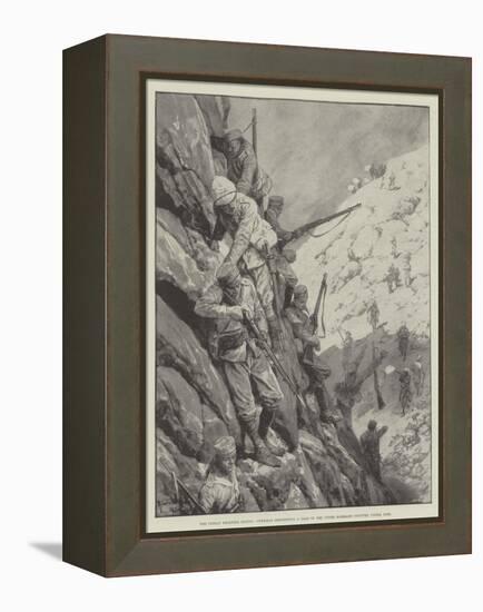 The Indian Frontier Rising, Gurkhas Descending a Pass in the Upper Mohmand Country under Fire-Richard Caton Woodville II-Framed Premier Image Canvas