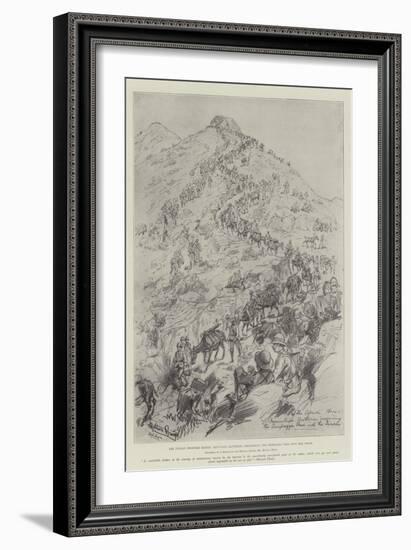 The Indian Frontier Rising, Mountain Batteries Descending the Sempagha Pass into the Tirah-Melton Prior-Framed Giclee Print