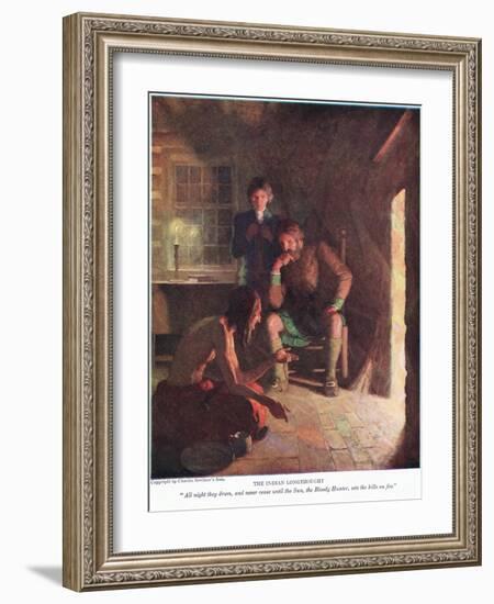 The Indian Long Thought! All Night They Drum, and Never Cease until Sun, the Bloody Hunter, Sets Th-Newell Convers Wyeth-Framed Giclee Print