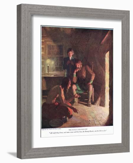 The Indian Long Thought! All Night They Drum, and Never Cease until Sun, the Bloody Hunter, Sets Th-Newell Convers Wyeth-Framed Giclee Print