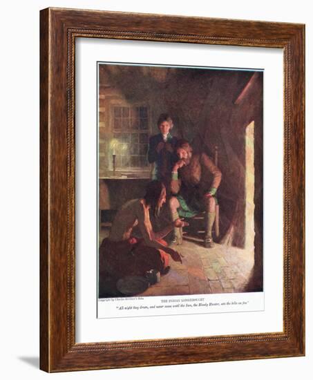 The Indian Long Thought! All Night They Drum, and Never Cease until Sun, the Bloody Hunter, Sets Th-Newell Convers Wyeth-Framed Giclee Print