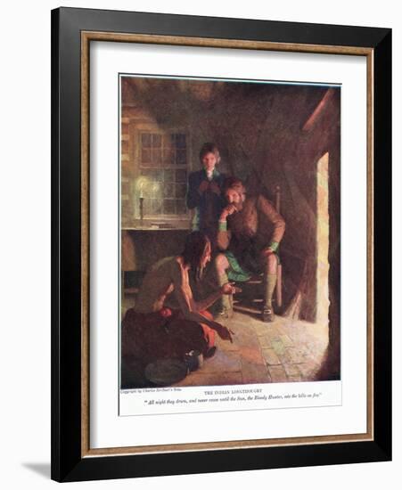 The Indian Long Thought! All Night They Drum, and Never Cease until Sun, the Bloody Hunter, Sets Th-Newell Convers Wyeth-Framed Giclee Print