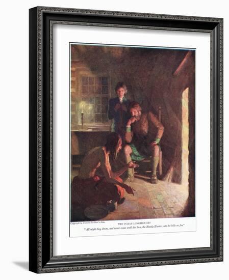 The Indian Long Thought! All Night They Drum, and Never Cease until Sun, the Bloody Hunter, Sets Th-Newell Convers Wyeth-Framed Giclee Print