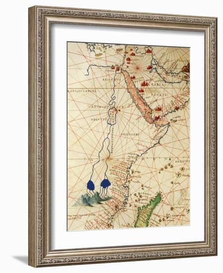 The Indian Ocean and Part of Asia and Africa: the Course of the Nile River-Battista Agnese-Framed Giclee Print