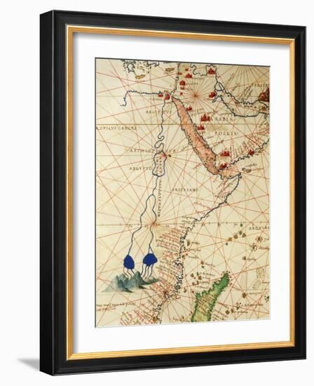 The Indian Ocean and Part of Asia and Africa: the Course of the Nile River-Battista Agnese-Framed Giclee Print