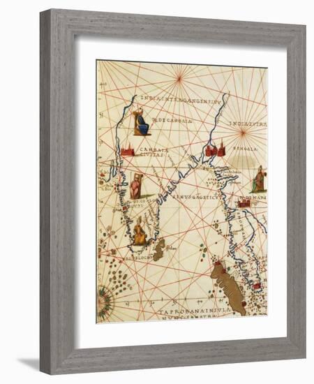 The Indian Ocean and Part of Asia and Africa: the Indian Peninsula-Battista Agnese-Framed Giclee Print