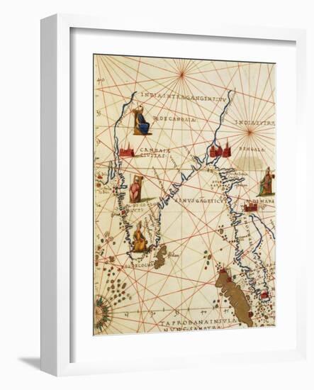 The Indian Ocean and Part of Asia and Africa: the Indian Peninsula-Battista Agnese-Framed Giclee Print