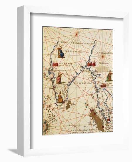 The Indian Ocean and Part of Asia and Africa: the Indian Peninsula-Battista Agnese-Framed Giclee Print