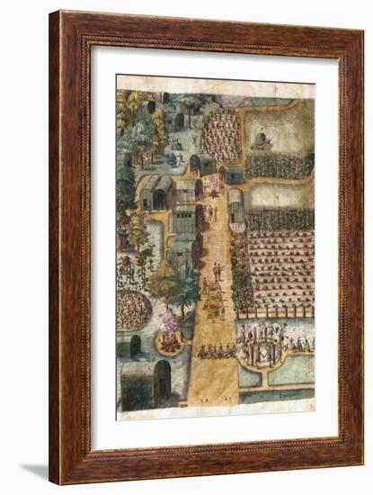 The Indian Village of Secoton, Book Illustration, circa 1570-80-John White-Framed Giclee Print