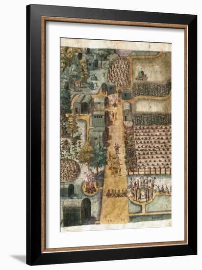 The Indian Village of Secoton, Book Illustration, circa 1570-80-John White-Framed Giclee Print