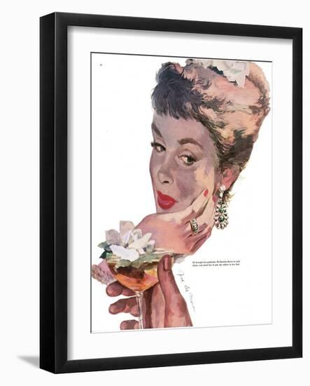 The Indiscreet Widow - Saturday Evening Post "Leading Ladies", June 10, 1950 pg.38-Joe deMers-Framed Giclee Print