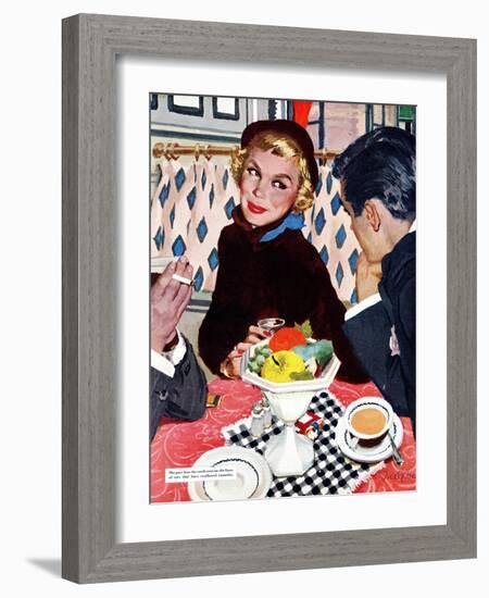 The Indiscreet Window  - Saturday Evening Post "Leading Ladies", January 20, 1951 pg.20-Joe deMers-Framed Giclee Print