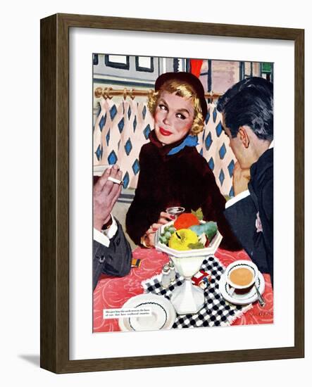 The Indiscreet Window  - Saturday Evening Post "Leading Ladies", January 20, 1951 pg.20-Joe deMers-Framed Giclee Print