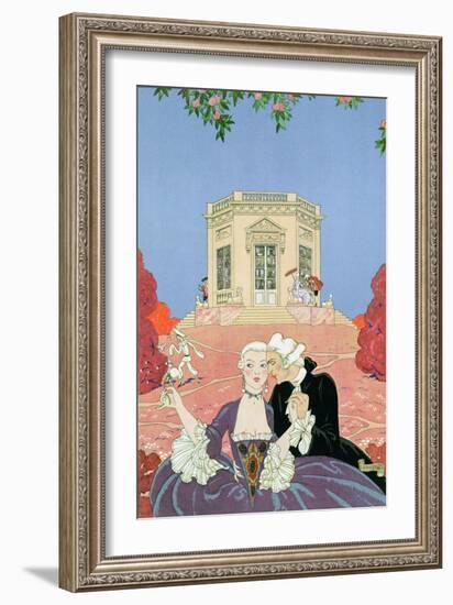 The Indolents, Illustration for "Fetes Galantes" by Paul Verlaine 1928-Georges Barbier-Framed Giclee Print