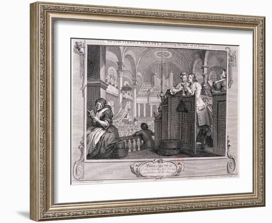 The Industrious Prentice Performing the Duty of a Christian, from Industry and Idleness 1747-William Hogarth-Framed Giclee Print