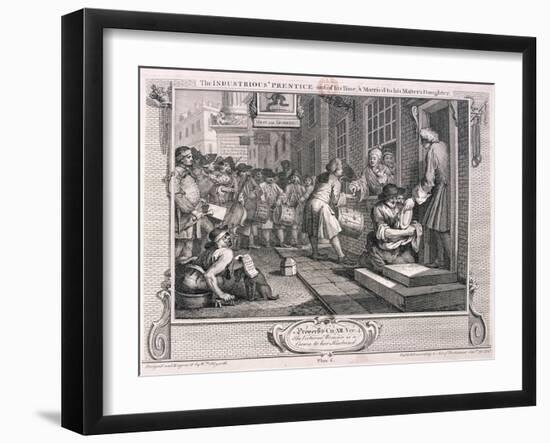 The Industrious Prentice, Plate VI of Industry and Idleness, 1747-William Hogarth-Framed Giclee Print