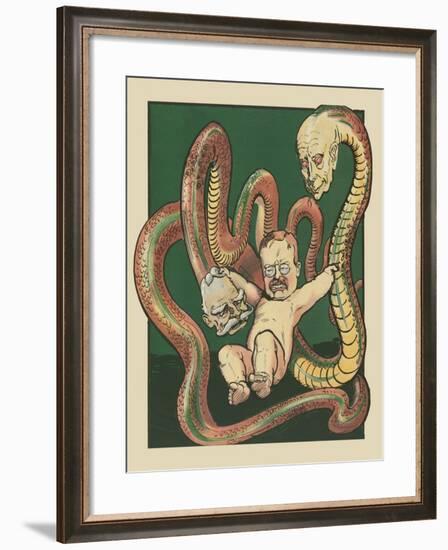 The Infant Hercules And The Standard Oil Serpents-Frank A. Nankivell-Framed Art Print