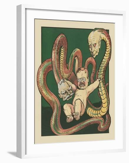 The Infant Hercules And The Standard Oil Serpents-Frank A. Nankivell-Framed Art Print