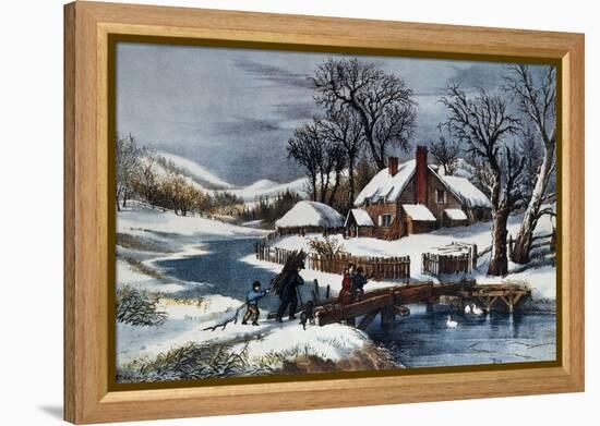 The Ingleside Winter-Currier & Ives-Framed Premier Image Canvas