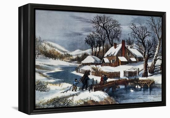 The Ingleside Winter-Currier & Ives-Framed Premier Image Canvas