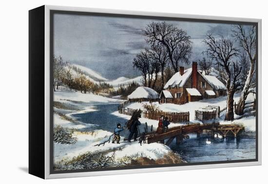 The Ingleside Winter-Currier & Ives-Framed Premier Image Canvas