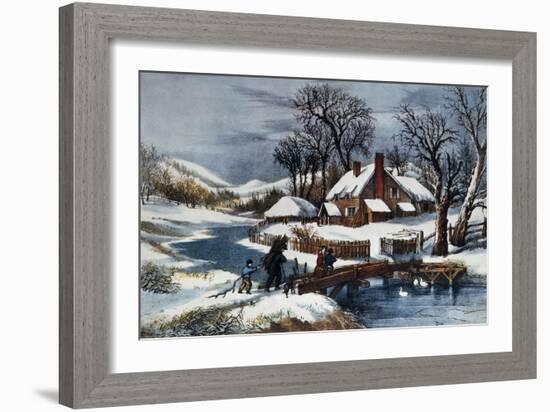 The Ingleside Winter-Currier & Ives-Framed Giclee Print