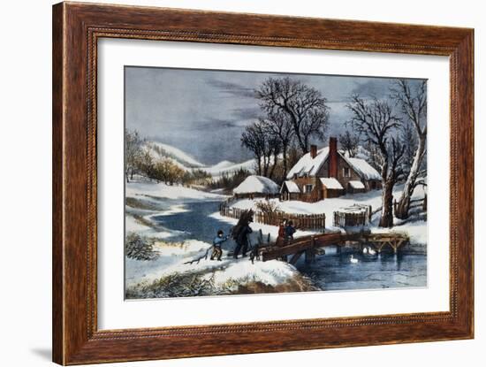 The Ingleside Winter-Currier & Ives-Framed Giclee Print