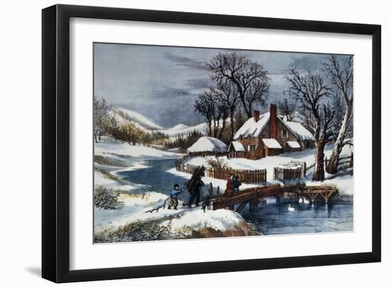 The Ingleside Winter-Currier & Ives-Framed Giclee Print