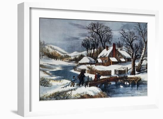 The Ingleside Winter-Currier & Ives-Framed Giclee Print