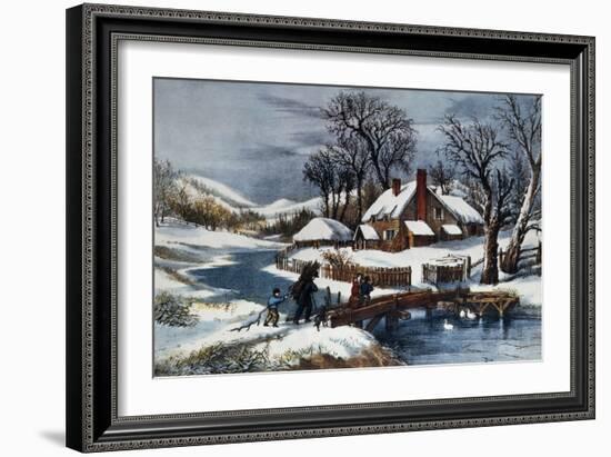 The Ingleside Winter-Currier & Ives-Framed Giclee Print