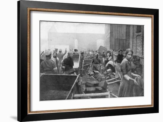 The Inhabitants of Caudry Come to Seek Food from the British Army, France, 1918-null-Framed Giclee Print