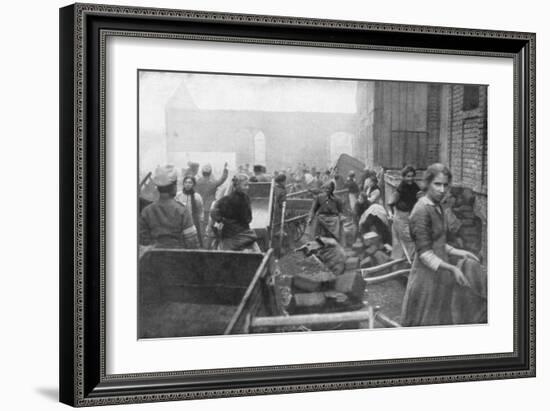 The Inhabitants of Caudry Come to Seek Food from the British Army, France, 1918-null-Framed Giclee Print