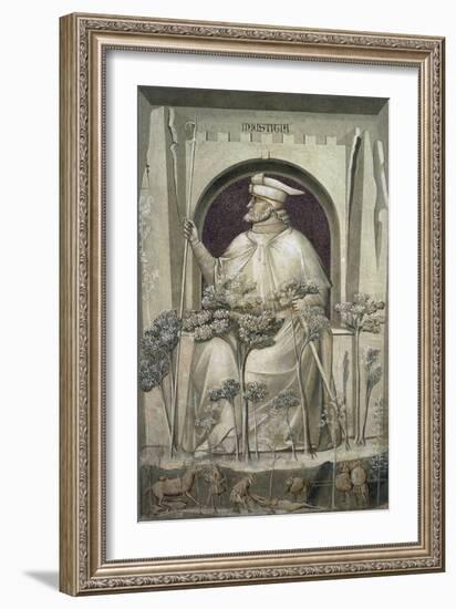 The Injustice, an Old Man Holding a Sword in His Hands While before Him the Trees of Evil Grow-Giotto di Bondone-Framed Giclee Print