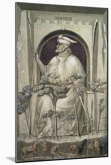 The Injustice, an Old Man Holding a Sword in His Hands While before Him the Trees of Evil Grow-Giotto di Bondone-Mounted Giclee Print