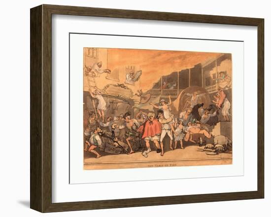 The Inn Yard on Fire, 1791, Hand-Colored Etching and Aquatint, Rosenwald Collection-Thomas Rowlandson-Framed Giclee Print