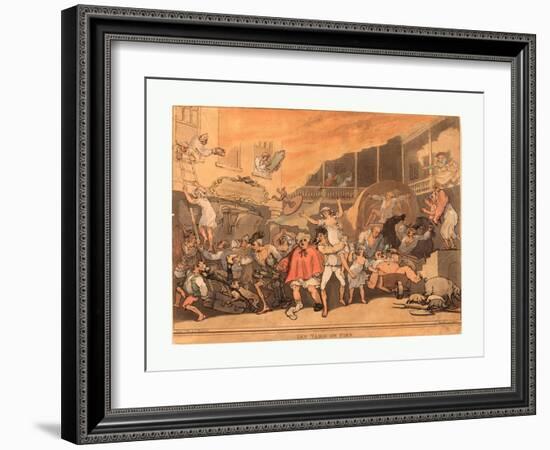 The Inn Yard on Fire, 1791, Hand-Colored Etching and Aquatint, Rosenwald Collection-Thomas Rowlandson-Framed Giclee Print