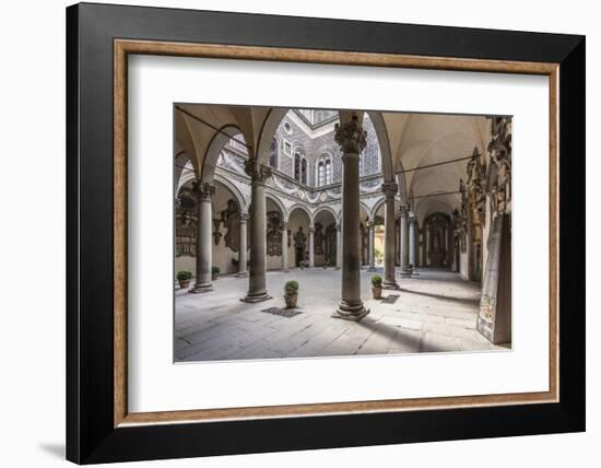 The inner courtyard of the Palazzo Medici Riccardi, Florence, UNESCO World Heritage Site, Tuscany, -Julian Elliott-Framed Photographic Print